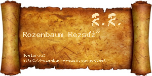 Rozenbaum Rezső névjegykártya